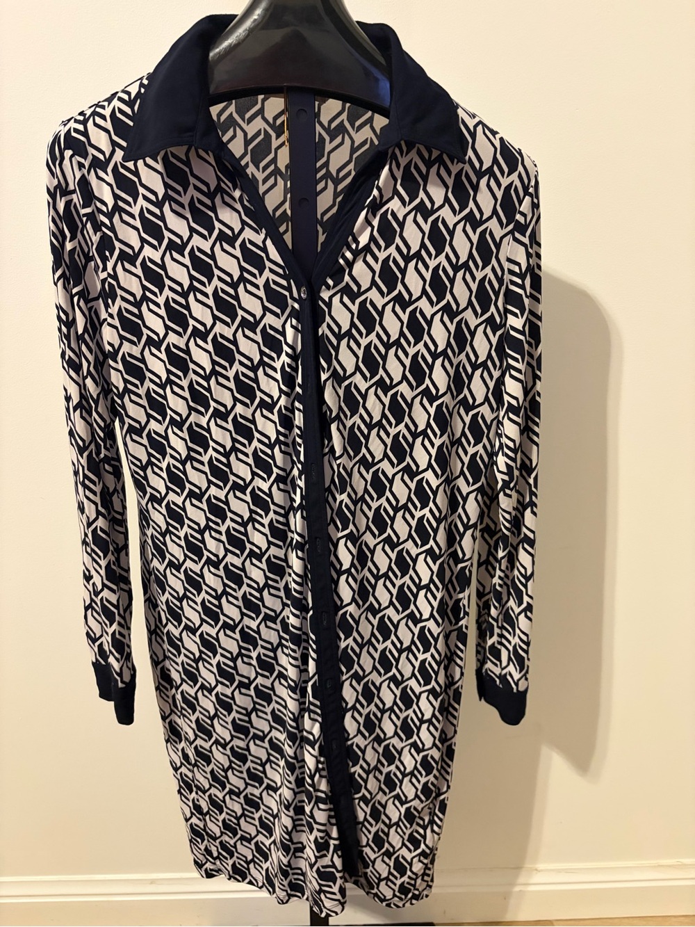 MICHAEL Michael Kors Navy and White Geometric Dress